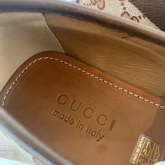 Gucci Ayrton Interlocking G Leather Driving Shoe Horsebit Monogram Loafers - Picture 6 of 9